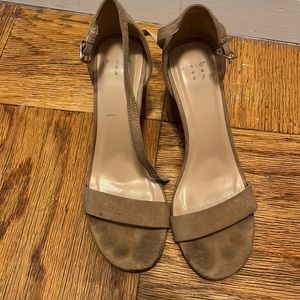 Nude suede heels sandals